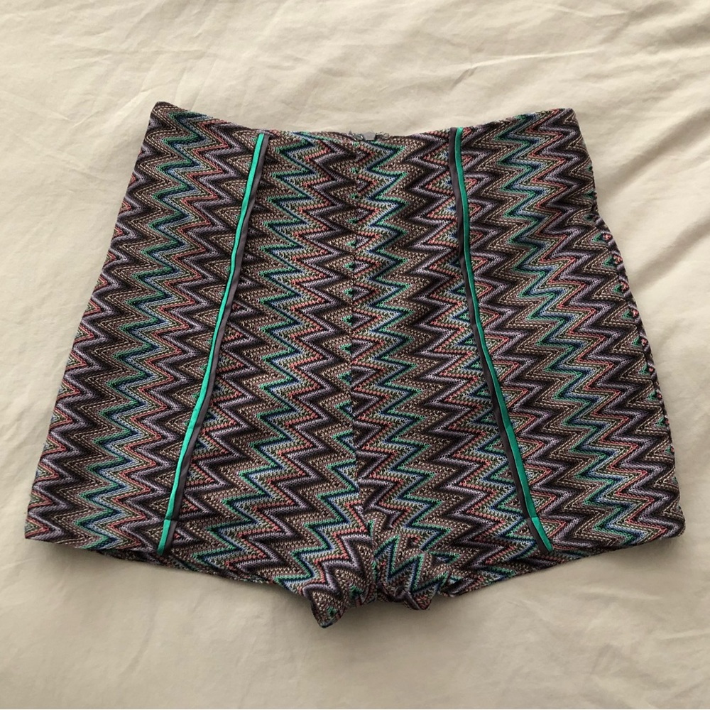 High waisted knit multicolor hot pants shorts